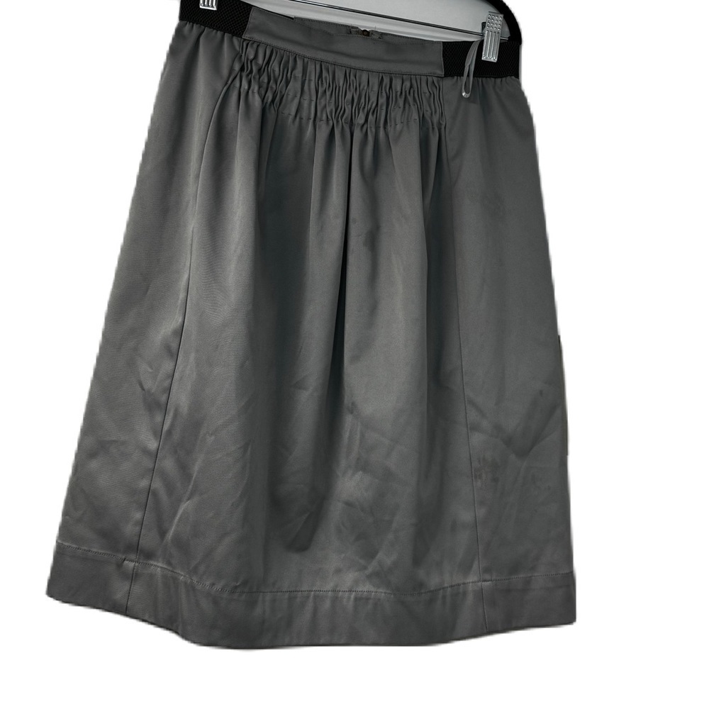 Mizwear woman's gray XS gold zip midi pleated skirt elastic casual classic fun